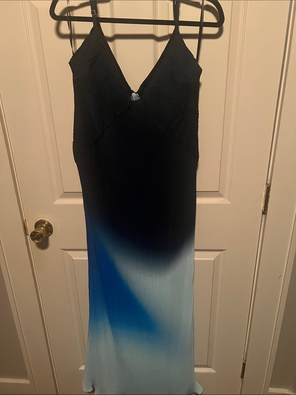 Baobab Collection Black to Light Blue Ombre Pleated Maxi Dress
